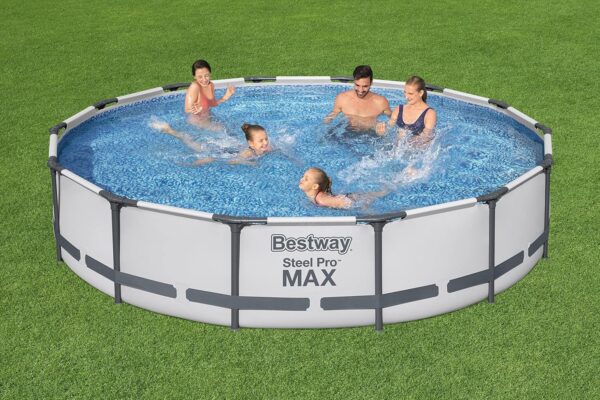Bestway Steel Pro Max Piscine Hors-Sol Ronde avec Pompe de Filtration Gris Ø 427 x 84 cm – Image 3