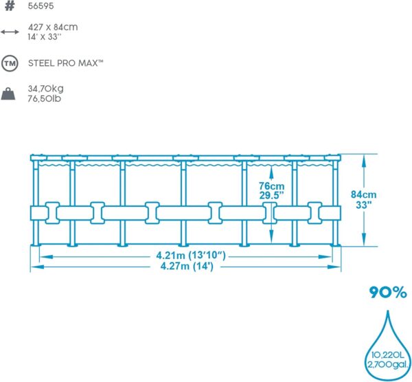 Bestway Steel Pro Max Piscine Hors-Sol Ronde avec Pompe de Filtration Gris Ø 427 x 84 cm – Image 6