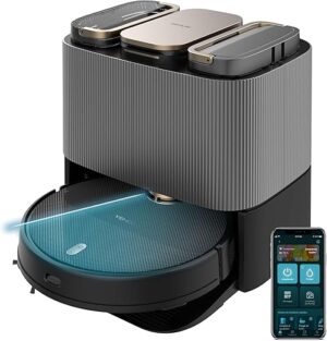 Cecotec Robot aspirateur Conga 13090 Spin Revolution Home and Wash, 7000 Pa, Technologie Laser, Brosse en Silicone, serpillère rotative, Brosse latérale, Application et...