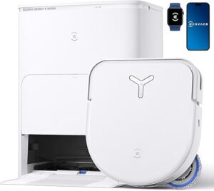 ECOVACS Aspirateur Robot DEEBOT X5 Omni, Robot Aspirateur Laveur avec Station, 12800Pa, ZeroTangle, Nettoyage Humide adaptatif TruEdge, Lavage à l'eau Chaude à 70°C, Levage des...