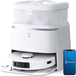 ECOVACS Robot Aspirateur Laveur DEEBOT T30 Pro Omni Mini Station, Nettoyage Humide adaptatif TruEdge, ZeroTangle, 11 000 PA, Nettoyage des serpillières à l'eau Chaude, Nettoyage...