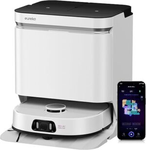 EUREKA J15 Pro Ultra Aspirateur Robot,Robot Aspirateur Laveur 16200 Pa,Nettoyage des Bords,Brosse Anti Enchevêtrement,Lavage de Serpillière à l'eau Chaude 75℃,Base autonettoyante