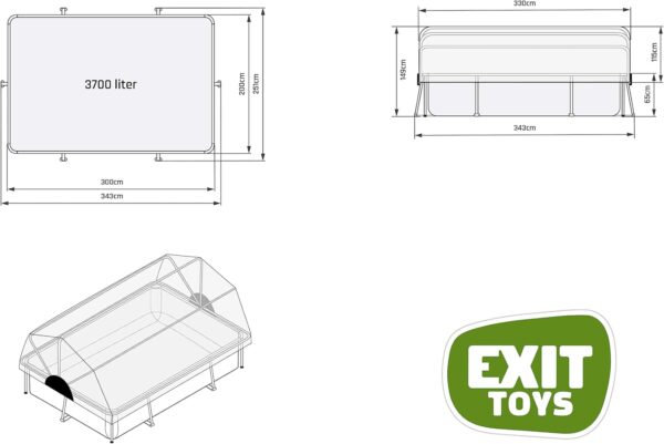 EXIT TOYS Piscine en Bois avec Couvercle Multifonctionnel - 300x200x65cm - Piscine Rectangulaire à Cadre Compact avec Pompe à Filtre à Cartouche - pour Une Eau de Piscine Propre... – Image 5