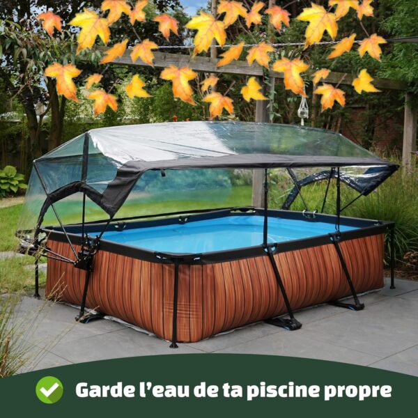 EXIT TOYS Piscine en Bois avec Couvercle Multifonctionnel - 300x200x65cm - Piscine Rectangulaire à Cadre Compact avec Pompe à Filtre à Cartouche - pour Une Eau de Piscine Propre... – Image 7