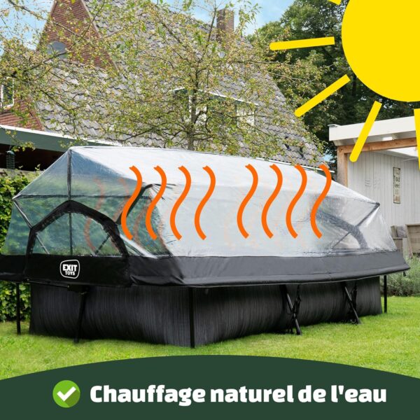 EXIT TOYS Piscine en Bois avec Couvercle Multifonctionnel - 300x200x65cm - Piscine Rectangulaire à Cadre Compact avec Pompe à Filtre à Cartouche - pour Une Eau de Piscine Propre... – Image 8