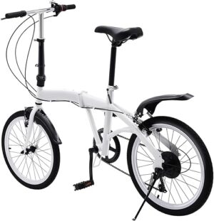 Fetcoi Vélo de ville pliable de 50,8 cm pour adultes, 7 vitesses, en alliage, léger, double frein en V, pour adultes et enfants, adolescents, hauteur réglable, blanc