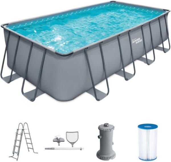 FUNSICLE, Piscine Tubulaire, Hors Sol, Ronde Ø 3,66M X H1,22M, Modèle Oasis Pool, Livrée avec Épurateur, Échelle, Kit d'entretien, Bâche et Tapis, Coloris Noir Tressé – Image 7