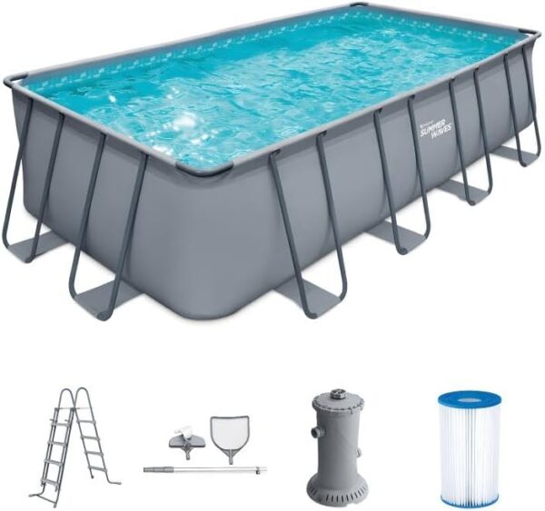 FUNSICLE, Piscine Tubulaire, Hors Sol, Ronde Ø 3,66M X H1,22M, Modèle Oasis Pool, Livrée avec Épurateur, Échelle, Kit d'entretien, Bâche et Tapis, Coloris Noir Tressé – Image 8