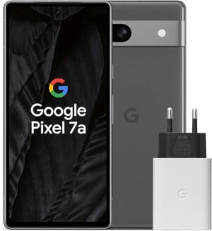 Google Pixel 7a et chargeur – Smartphone Android 5G débloqué avec objectif grand angle et 24 heures d'autonomie – Charbon