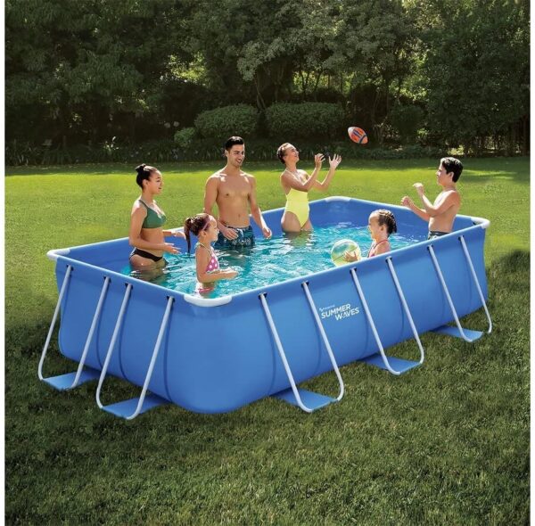 Habitat et Jardin - Piscine Tubulaire Rectangulaire Ludo 2 (L) 4,00 x (l) 2,00 x (H) 1,22 m - Filtration à Cartouche 2,3 m3/h - Piscine de Jardin avec Echelle de Sécurité – Image 2