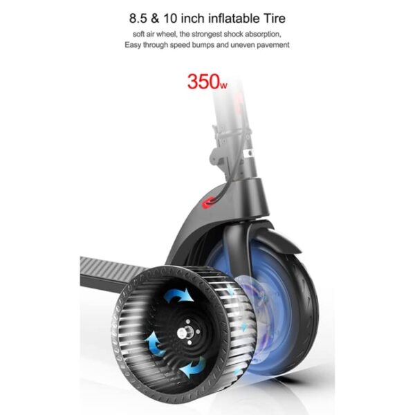 High-Tech Place Scooter Tout-Terrain Pliable étanche extérieur X7 avec pneus à Vide de 10 Pouces et écran LCD et lumières LED et Batterie au Lithium 6,4AH, Charge: 20-100 kg (Noir) – Image 2