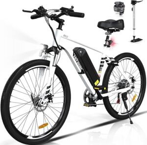 HITWAY Vélo Électrique, VTT Électrique avec Batterie au Lithium Amovible 36V12Ah, Ville E-Bike avec 7 Vitesses, Moteur 250W, Autonomie 35-90km pour Adulte