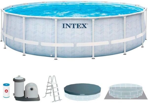 Intex - 26746NP - Kit Piscine Tubulaire Ronde Chevron (Ø) 4,88x (h) 1,22m