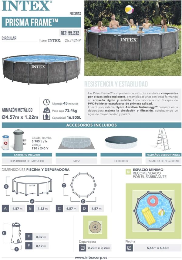 Intex kit Piscine Tubulaire baltik (ø) 4,57 x (h) 1,22m – Image 8