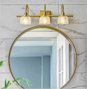 IUBGFTO Lampe de Miroir LED Moderne pour éclairage de Salle de Bain, luminaire chromé réglable pour Salle de Bain, Lampe de Chevet Murale, doré 55 x 18 cm (doré 55 x 18 cm)