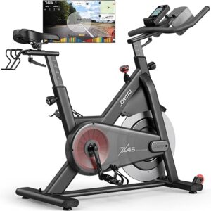 JOROTO X4S Vélo D'appartement Bluetooth - Vélo D'intérieur avec Valeur de Résistance Magnétique Lisible et Entraînement par Courroie (Capacité de 150 kg)