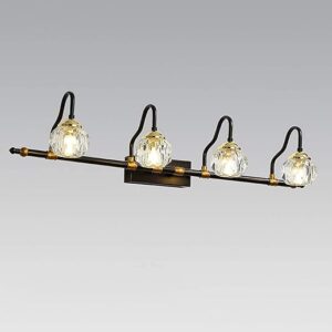 Lampe de miroir rétro en cristal LED pour salle de bain, lumière chaude, noire, éclairage avant pour miroir de courtoisie, applique murale vintage pour salle de bain, éclairage...