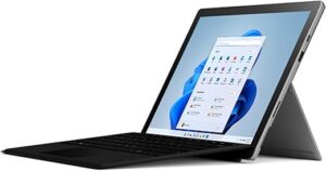 Microsoft - Pack Surface Pro 7+ (Windows 11, écran Tactile 13'', 16 Go RAM, 256 Go SSD, Intel Core i5) Ordinateur Portable Platine + Clavier AZERTY Noir