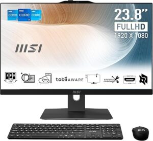 MSI Modern AM242P 12M-806EU PC Tout-en-Un - Dalle IPS 23,8", Intel Core i7-1255U, 16 Go DDR4, SSD 512 Go PCIe 4.0 NVMe, WiFi 6E, Webcam, Haut-parleurs, Clavier/Souris, Windows...
