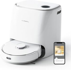 Narwal Aspirateur Robot Laveur Freo, Lavage & Séchage, Ultra Propre avec Technologie DirtSense, Ajout Automatique de Détergent, Écran LCD, Balayage Intelligent, Trajectoire...