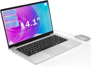 Ordinateur Portable 14,1" Pouces laptop, 6 Go de RAM, 128 Go de SSD, N4000 Celeron Dual-Core, Wi-Fi Bluetooth 2,4/5,0G, 1366 * 768 IPS, Design sans Ventilateur, Inclus une...
