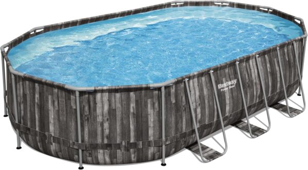 Piscine BESTWAY Hors Sol Ovale Power Steel™ décor Bois, 610 x 366 x 122 cm, Filtre à Cartouche – Image 5