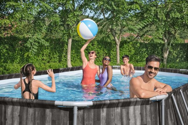 Piscine BESTWAY Hors Sol Ovale Power Steel™ décor Bois, 610 x 366 x 122 cm, Filtre à Cartouche – Image 7