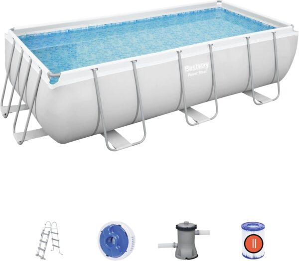 Piscine Hors Sol 404 x 201 x 100 cm BESTWAY Rectangulaire Power Steel™ Piscine Tubulaire – Image 2