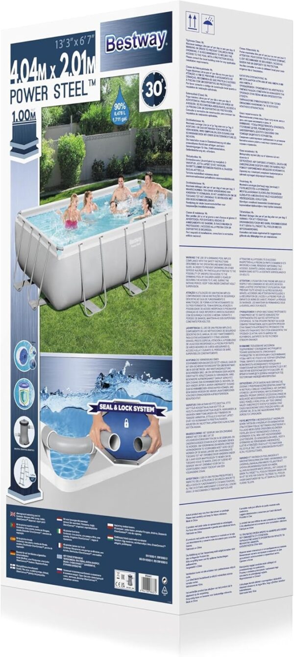 Piscine Hors Sol 404 x 201 x 100 cm BESTWAY Rectangulaire Power Steel™ Piscine Tubulaire – Image 6