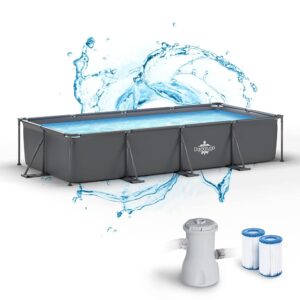 Piscine Tubolaire Hors Sol 450 x 220 x 84 cm + Pompe Filtre économie d'énergie + 2 Cartouches Filtres, Modèle GALAPAGOS, Brand et Assistance Italienne, Matériaux Premiers, Liner...