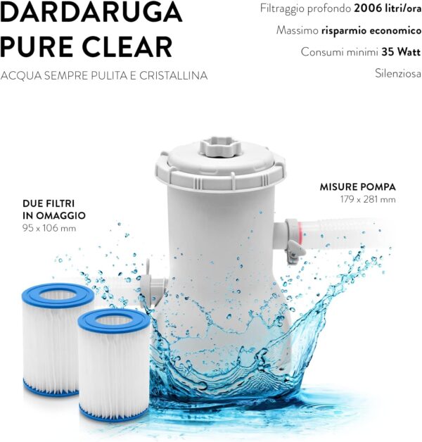 Piscine Tubolaire Hors Sol 450 x 220 x 84 cm + Pompe Filtre économie d'énergie + 2 Cartouches Filtres, Modèle GALAPAGOS, Brand et Assistance Italienne, Matériaux Premiers, Liner... – Image 5