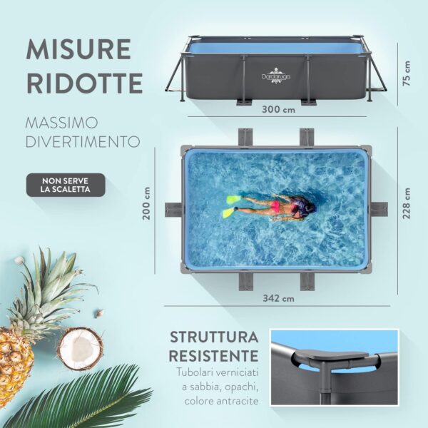 Piscine Tubolaire Hors Sol 450 x 220 x 84 cm + Pompe Filtre économie d'énergie + 2 Cartouches Filtres, Modèle GALAPAGOS, Brand et Assistance Italienne, Matériaux Premiers, Liner... – Image 10