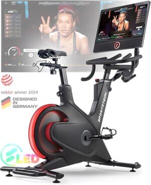 Vélo d'intérieur Smart sBike, écran tactile de 21,5" + LED| avec cours en direct et à la demande + expérience d'entraînement du corps entier | Vélo d'exercice Speedbike...