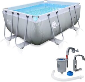 yourGEAR Piscine familiale XL Grise 3x2x1m avec Skimmer/écumoire - Bassin à Cadre en Acier Piscine de Jardin Pataugeoire